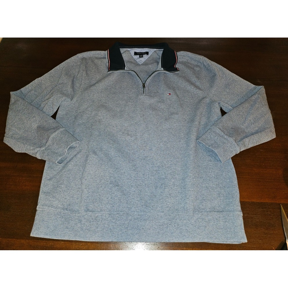 Tommy Hilfiger 1/4 Zip Mens XL Gray Navy‎ Golf Pullover Sweater Performance